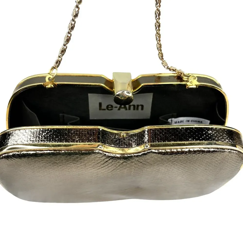 Le-Ann Gold Purse Clutch Crossbody Chain 7